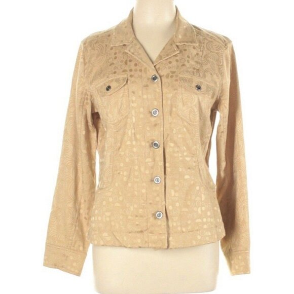 Christopher & Banks Womens Casual Jacket Tan Front Button Tan Size Large - Picture 1 of 8